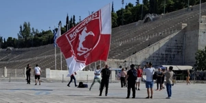 Κάνουν αισθητή την παρουσία τους οι Τούρκοι: Σημαία της Σαμσουνσπόρ στο Παναθηναϊκό Στάδιο (vid)
