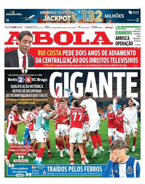 Το πρωτοσέλιδο της A Bola για Ιωαννίδη