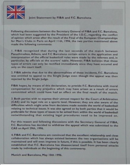 Η κοινή δήλωση Μπαρτσελόνα - FIBA