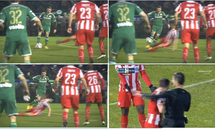 «Καρατιά» στον Μπεργκ με τις τάπες, σπρώξιμο στον διαιτητή, ούτε κάρτα από τον Σιδηρόπουλο