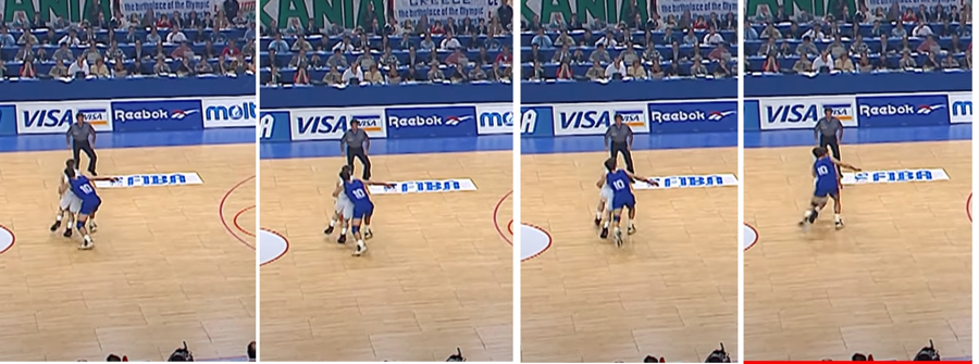 Το πρώτο φάουλ του Μοντέρο στον Κόρφα